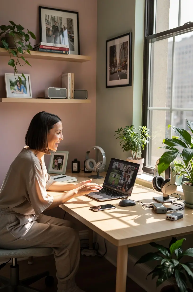 City skyline with a person enjoying nature, digitally detoxing.