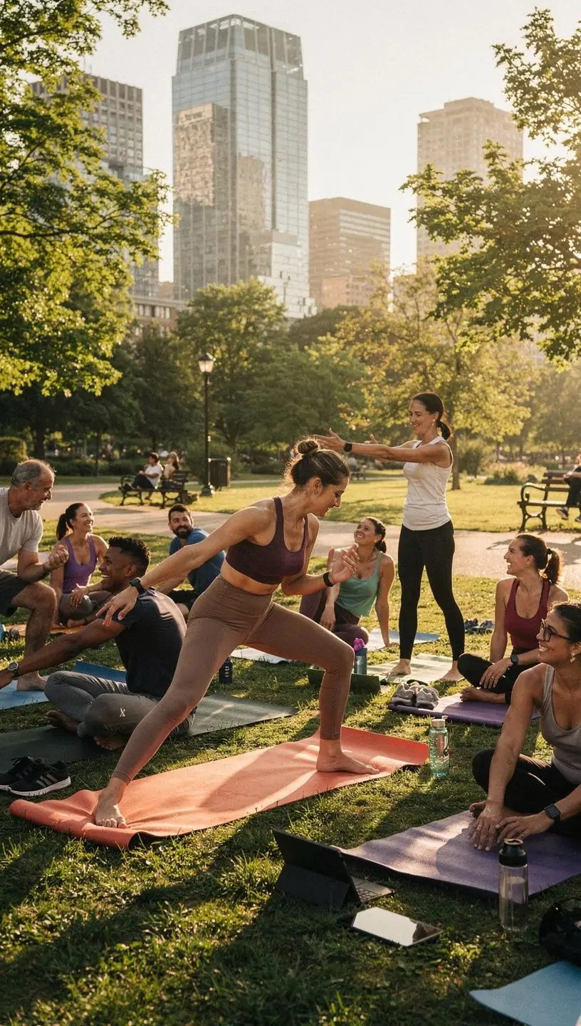 Urban gardener using app to plan garden layout.