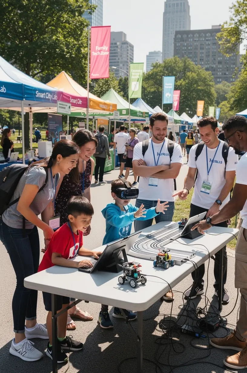 Modern urban public space enhanced by technology